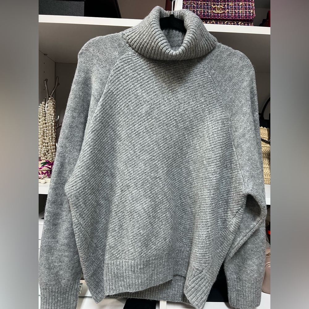 Mango Light Gray oversized funnel neck style Sweater